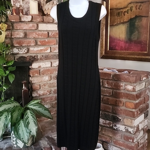 Stussy Dresses & Skirts - Stüssy Black Ribbed Knit Midi Dress Sleeveless Minimalist